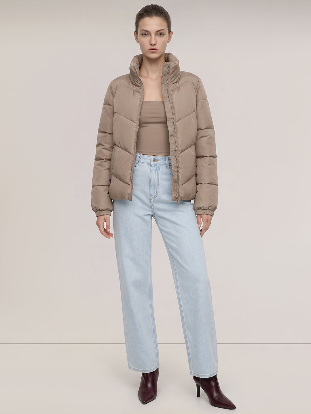 Grey Quilted Puffer Jacket