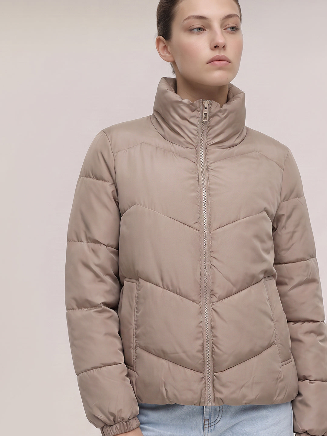 Grey Quilted Puffer Jacket