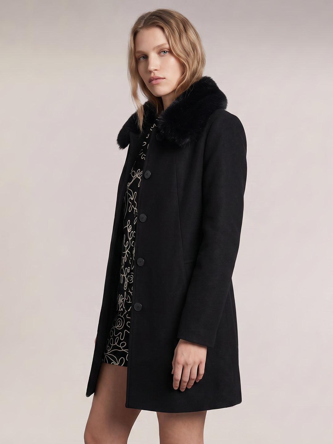 Black Faux Fur Coat