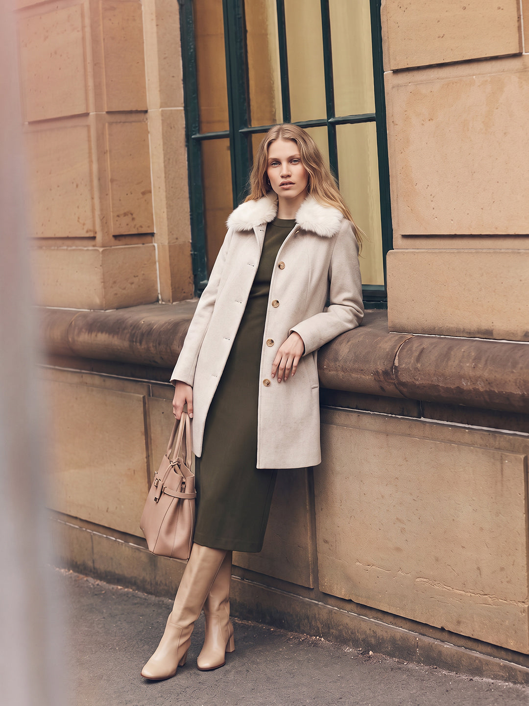 Beige Faux Fur Coat