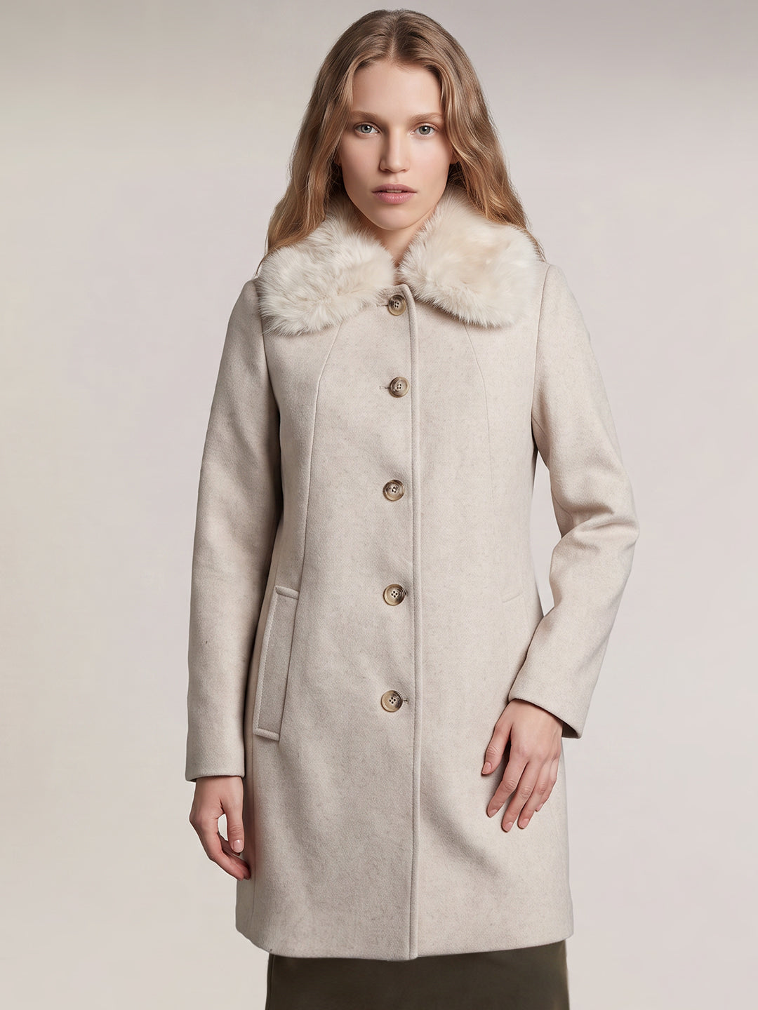 Beige Faux Fur Coat