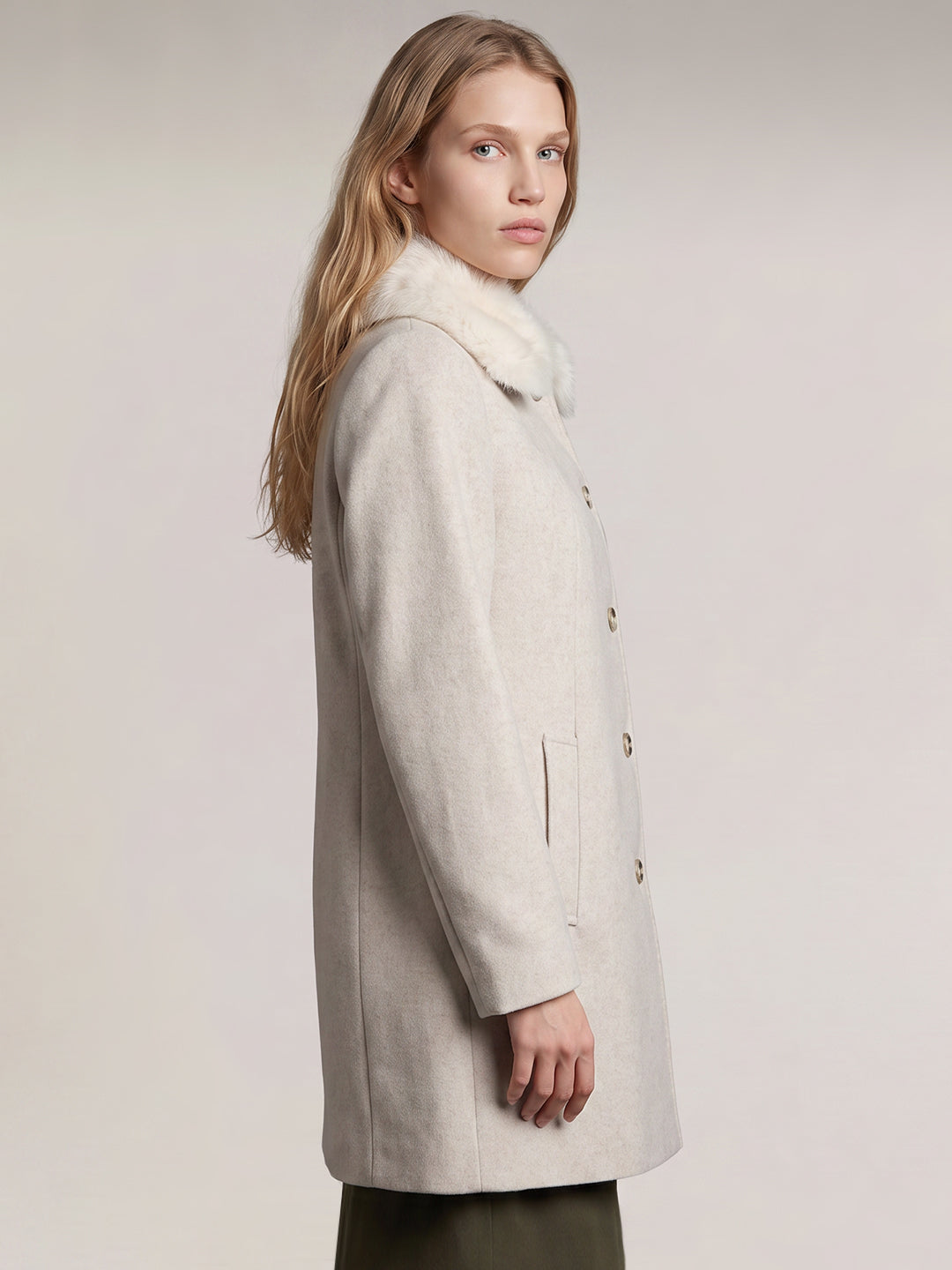 Beige Faux Fur Coat
