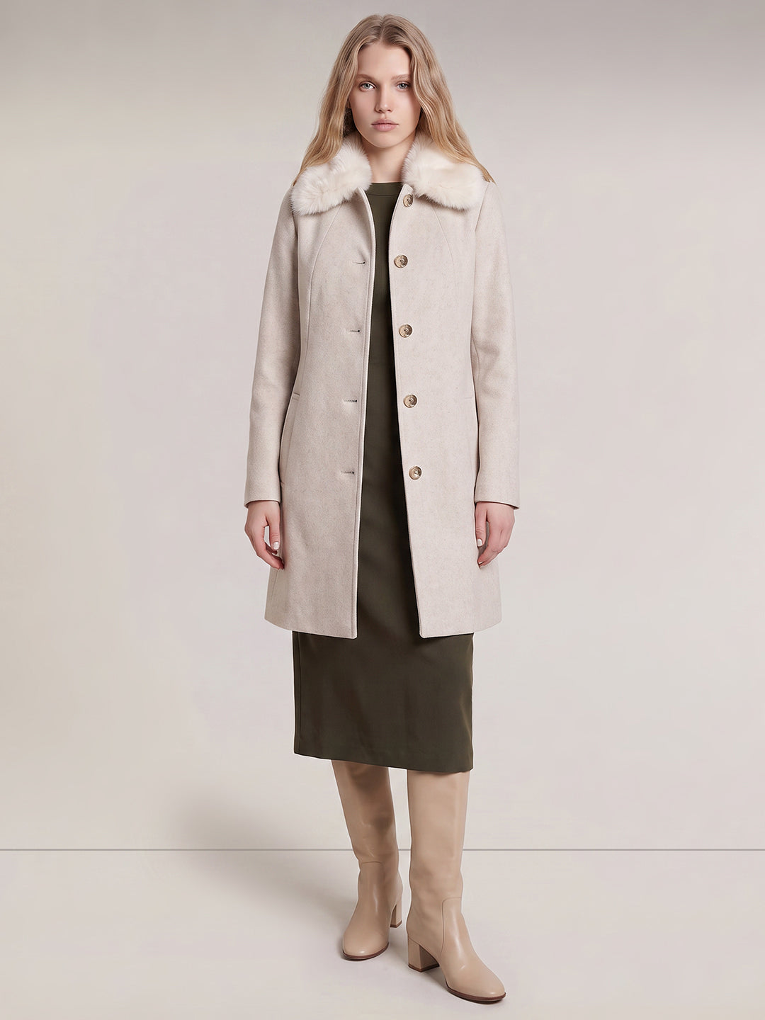 Beige Faux Fur Coat