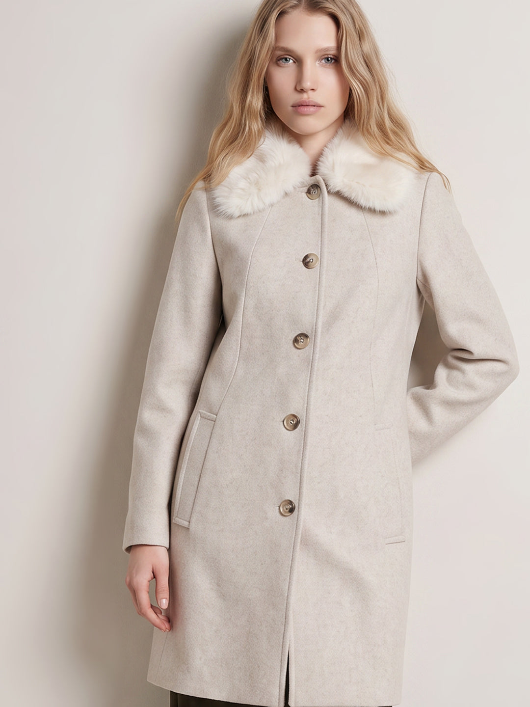 Beige Faux Fur Coat