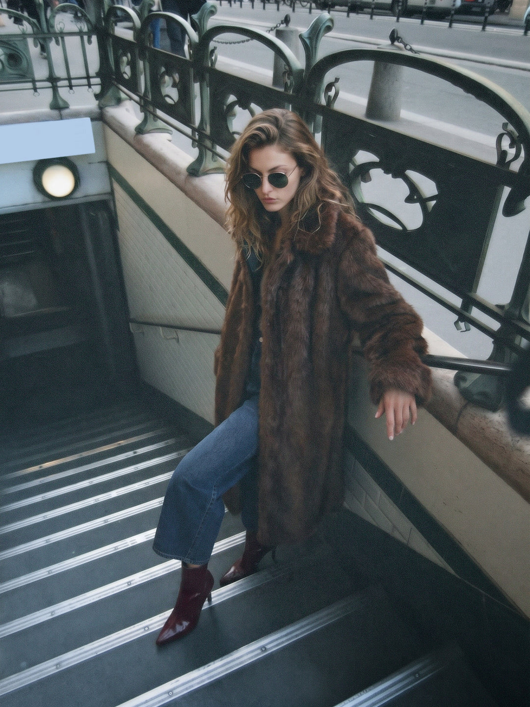 Dark Brown Faux Fur Coat