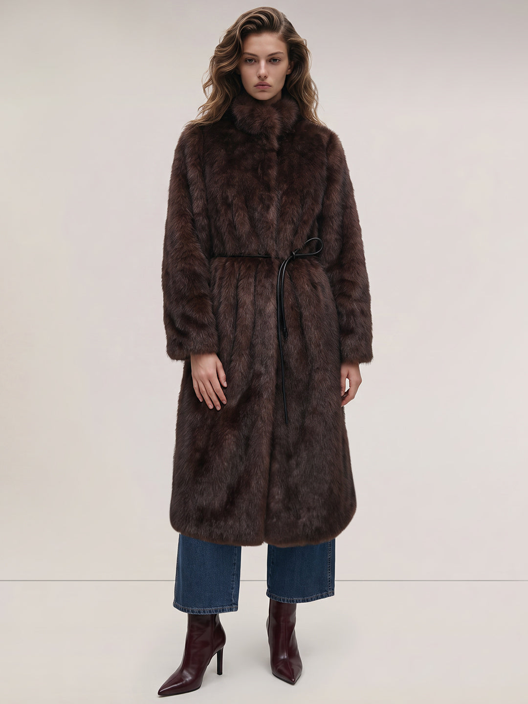 Dark Brown Faux Fur Coat