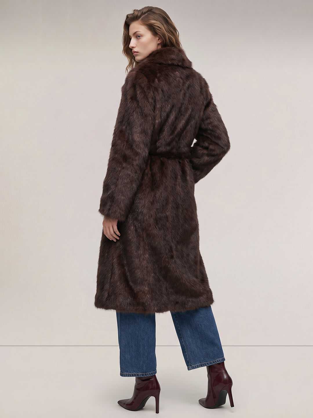 Dark Brown Faux Fur Coat