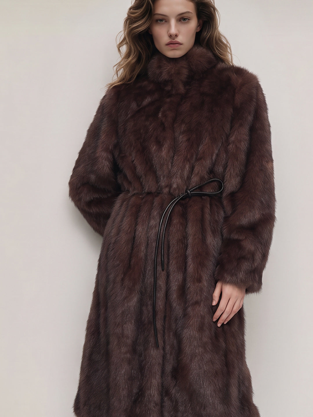 Dark Brown Faux Fur Coat