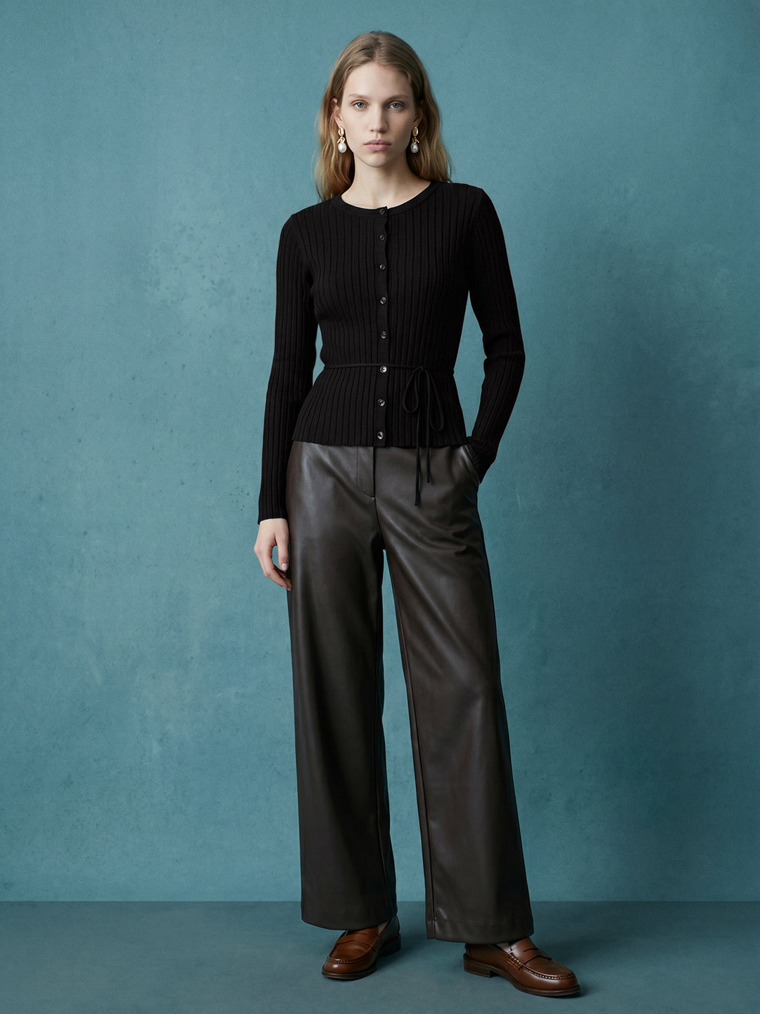 Dark Brown O-Neck Cardigan