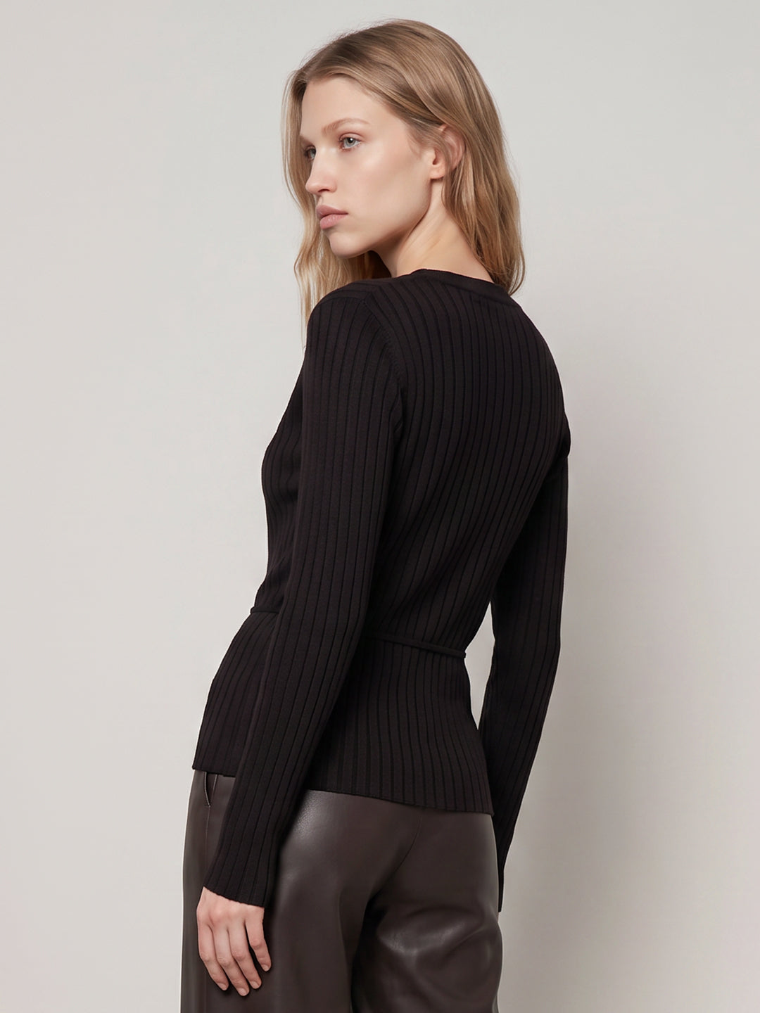 Dark Brown O-Neck Cardigan