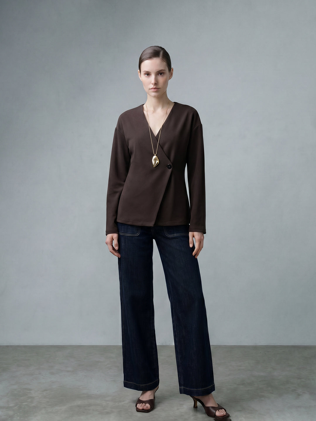 Dark Brown Wrap Top