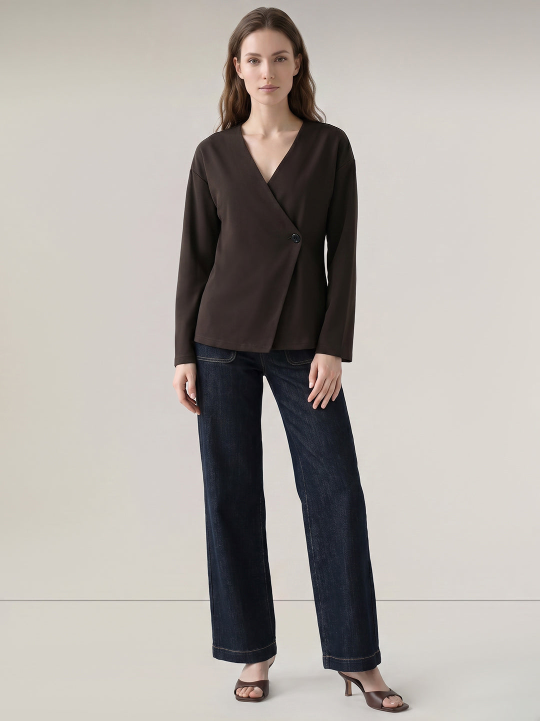 Dark Brown Wrap Top