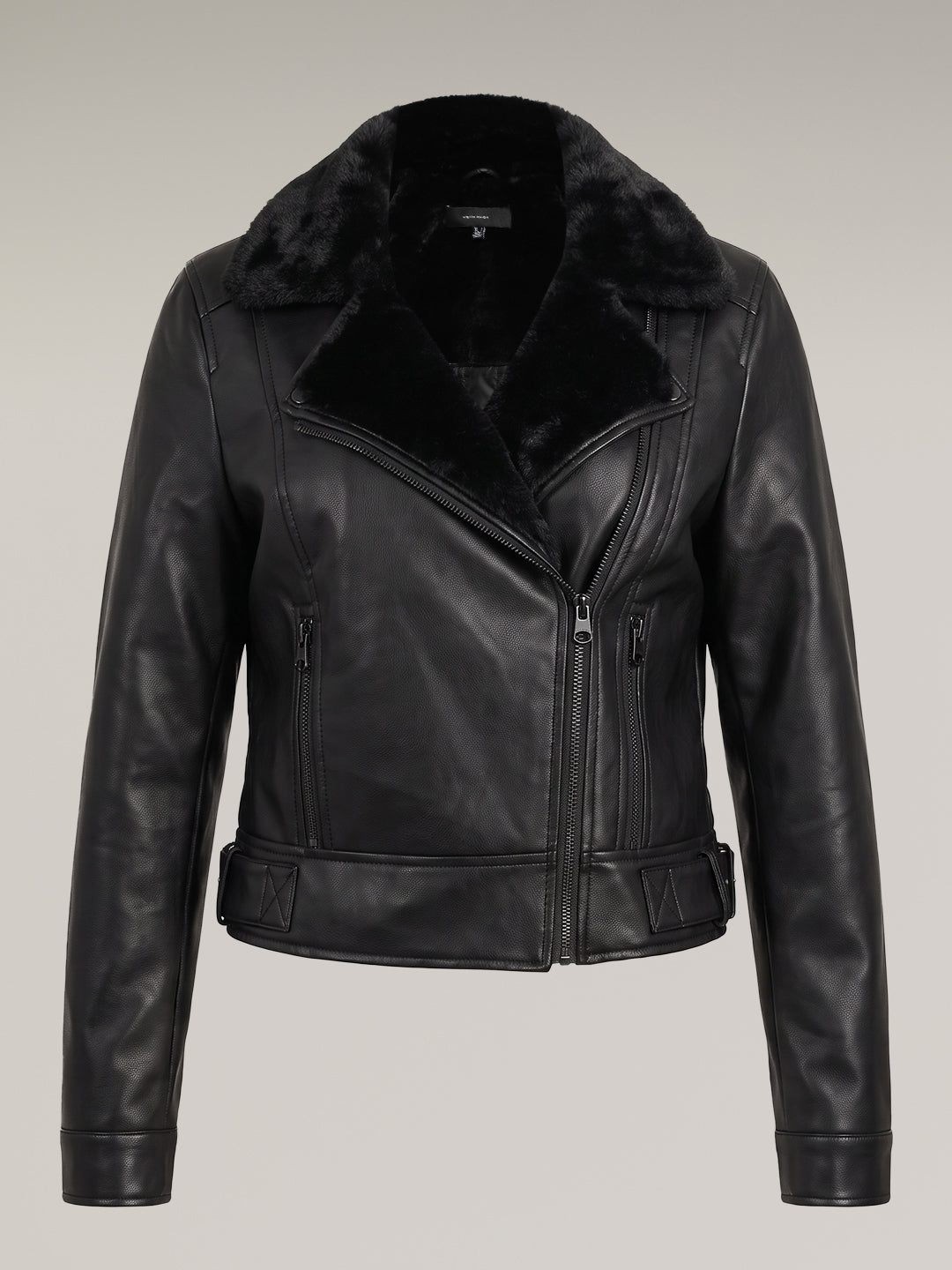 Black Faux Fur Biker Jacket