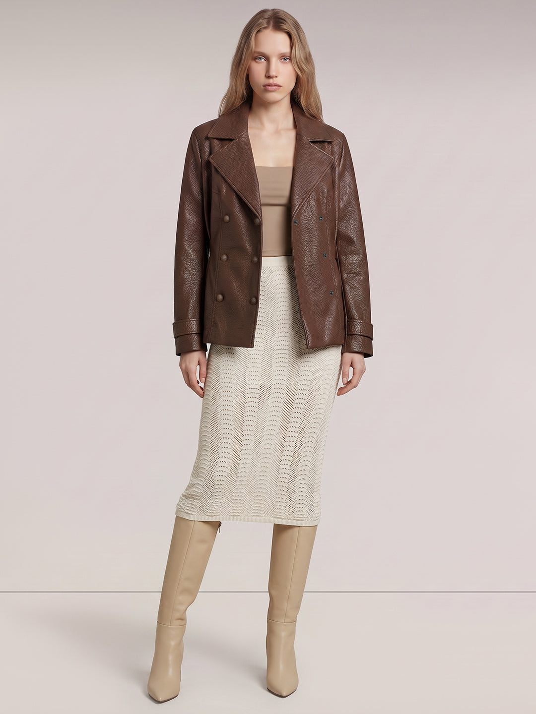 Brown Faux Leather Jacket