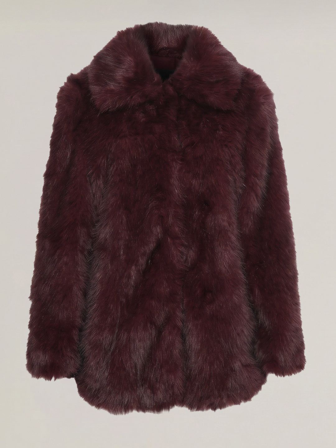 Burgundy Faux Fur Coat
