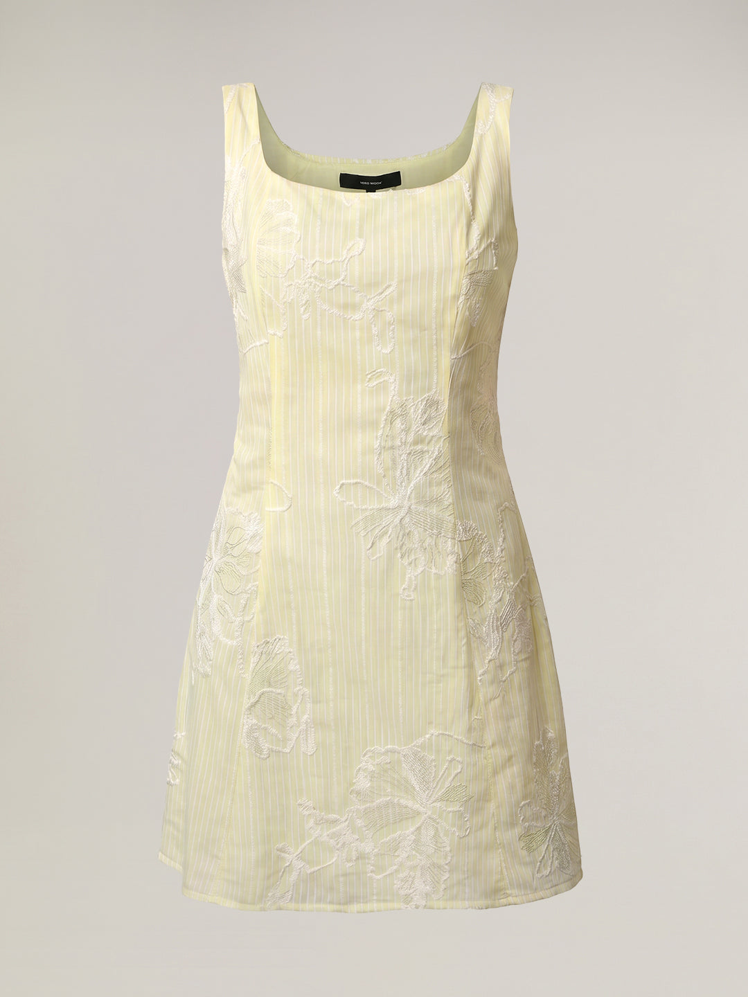 Ecru Floral Embroidered Mini Dress