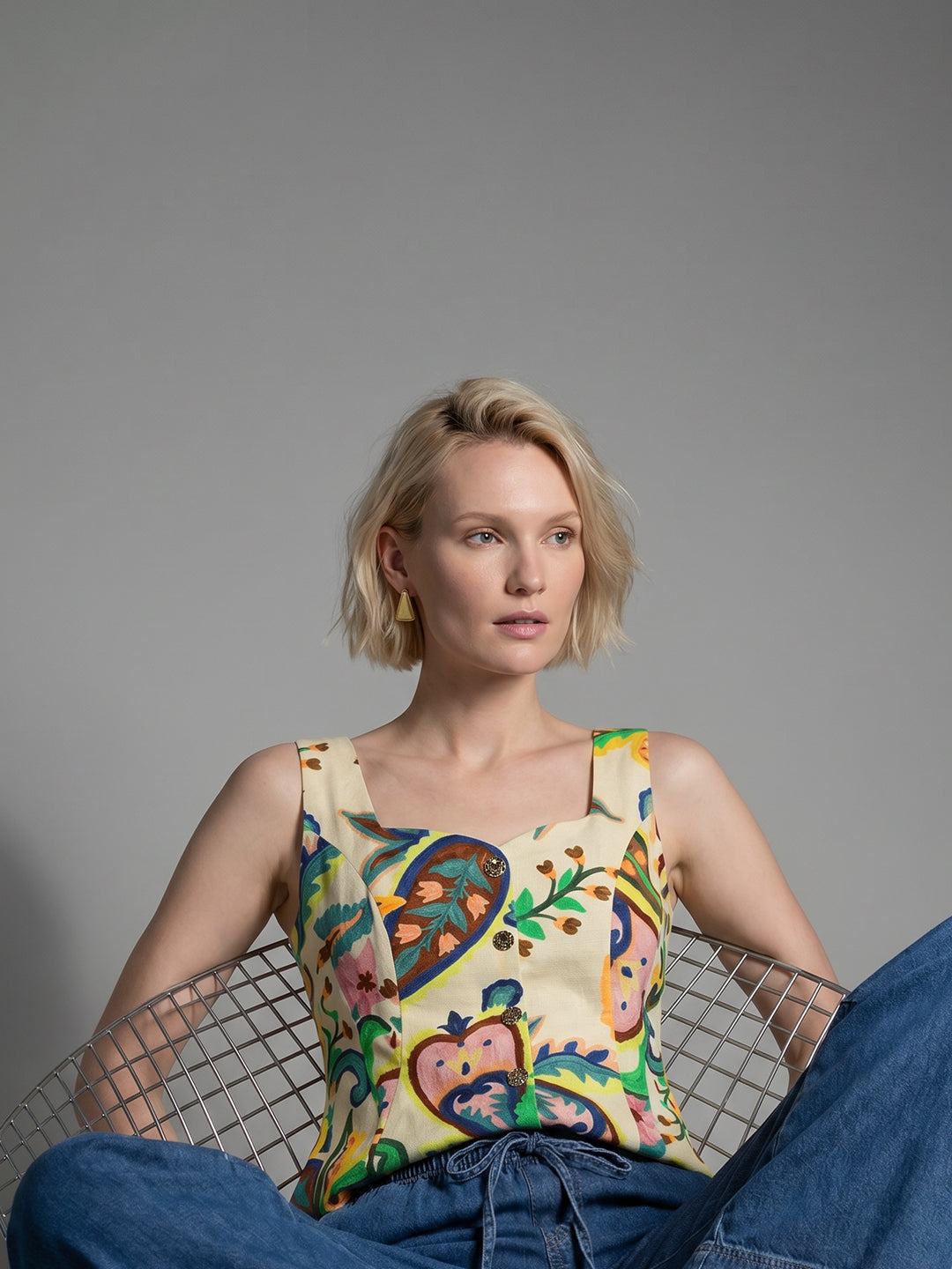 Ecru printed Top