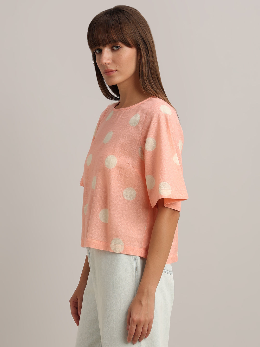 Peach Polka Dot Top
