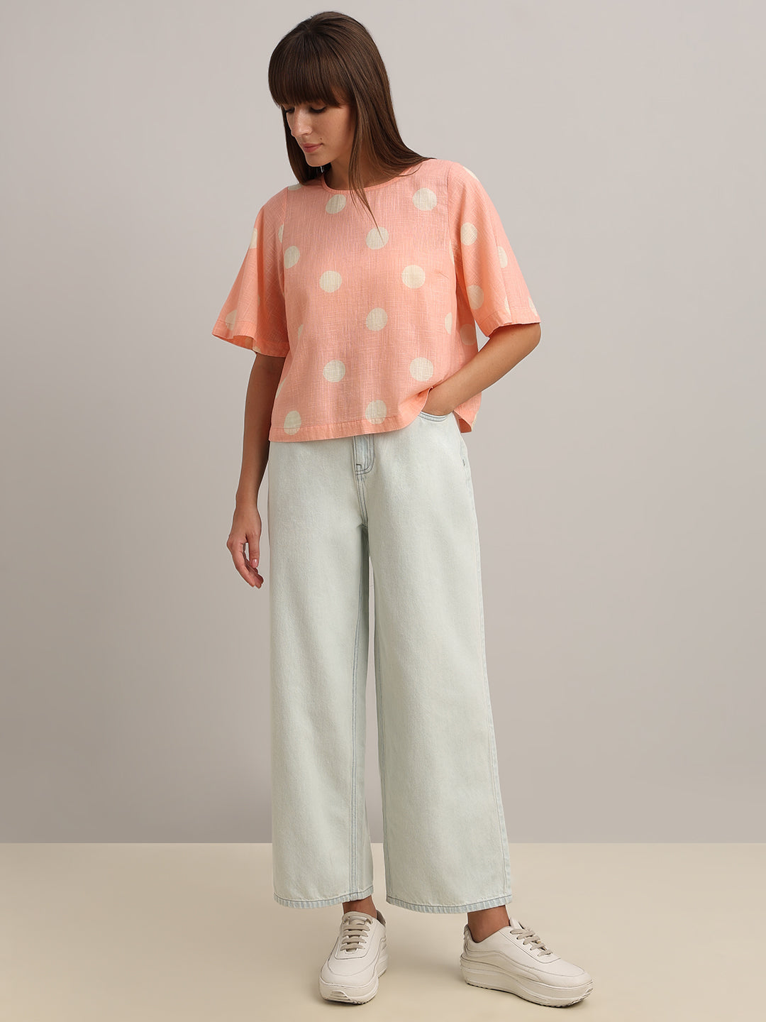 Peach Polka Dot Top