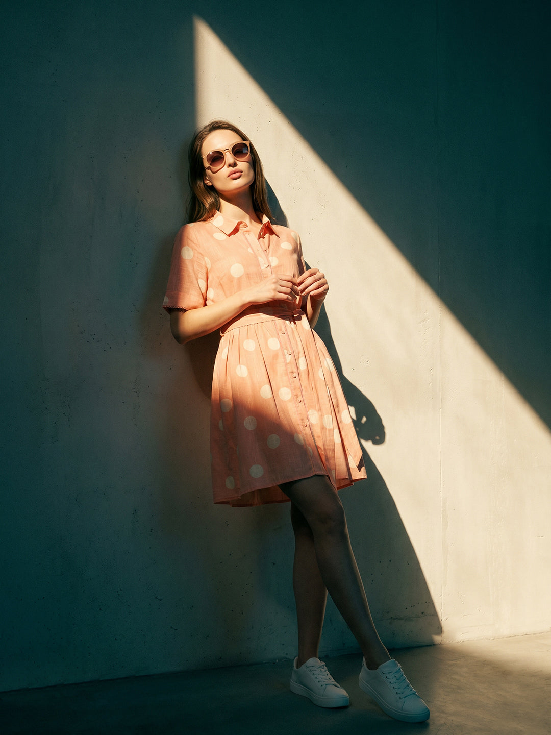 Pink Polka Dot Shirt Dress