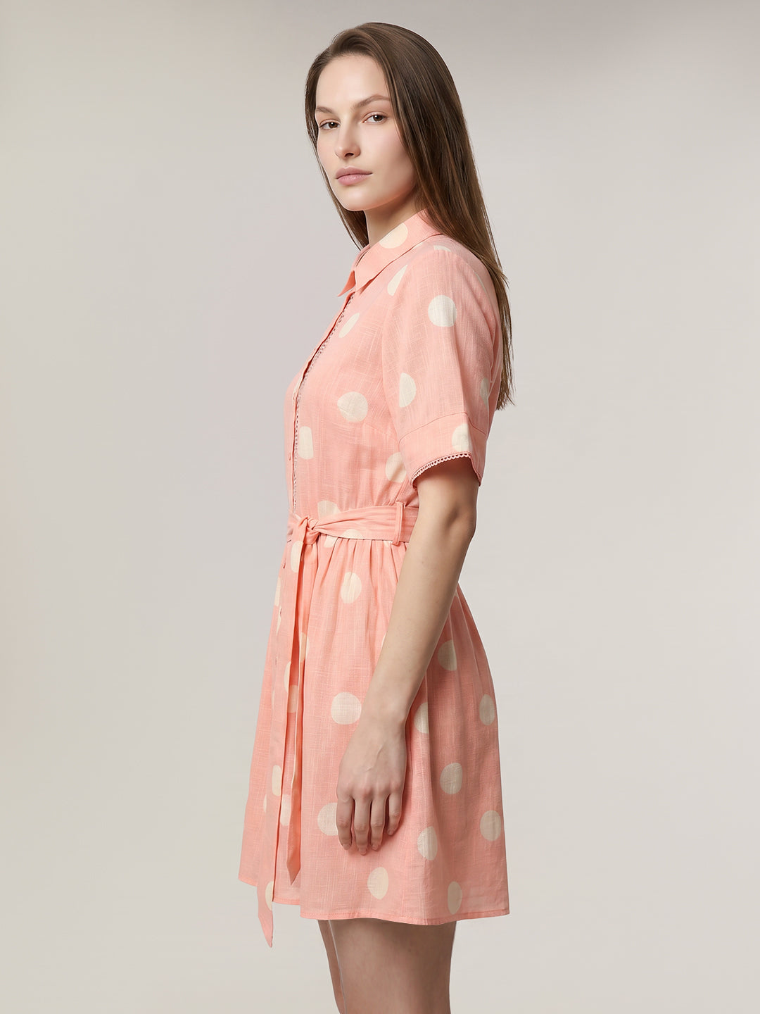 Pink Polka Dot Shirt Dress