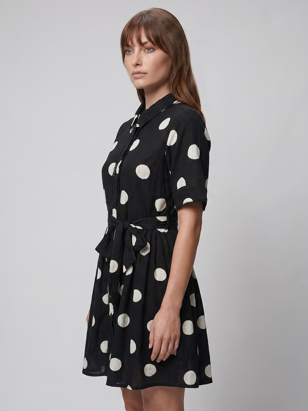 Black Polka Dot Shirt Dress