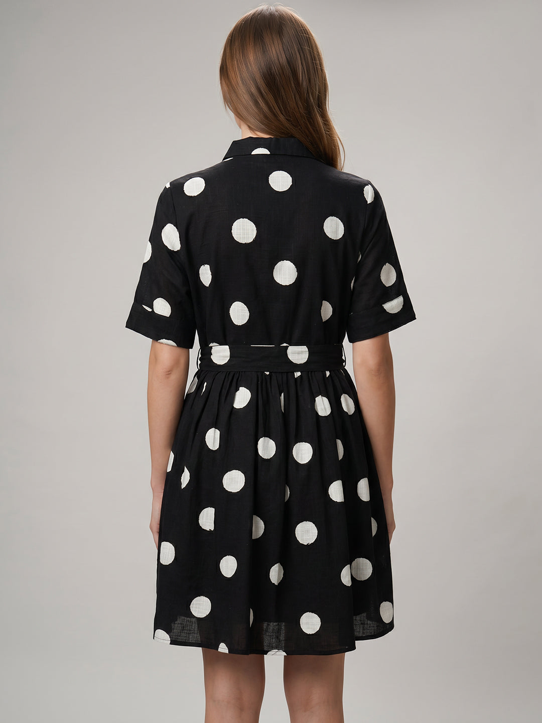 Black Polka Dot Shirt Dress