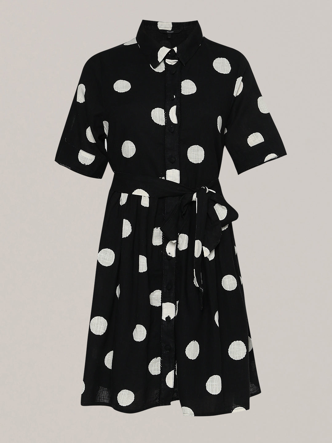 Black Polka Dot Shirt Dress