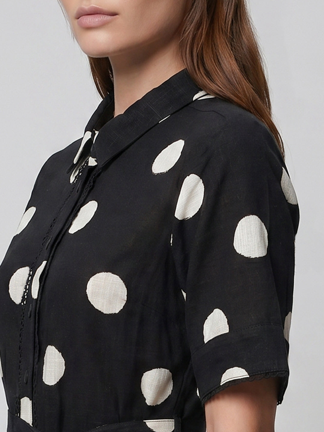 Black Polka Dot Shirt Dress
