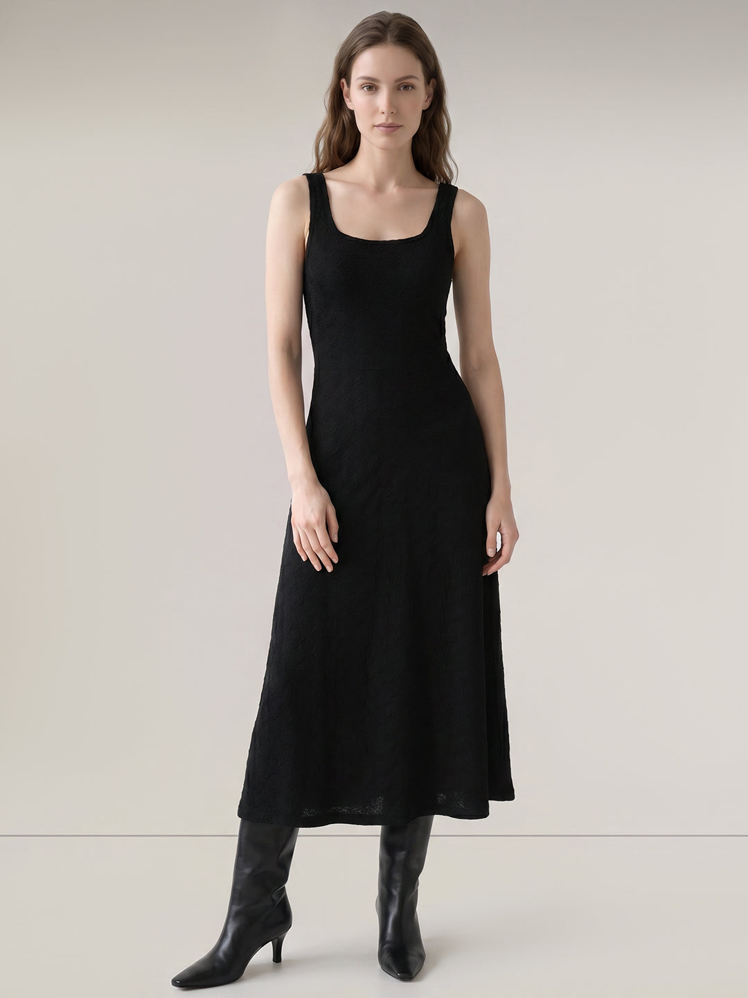 Black Knitted Midi Dress