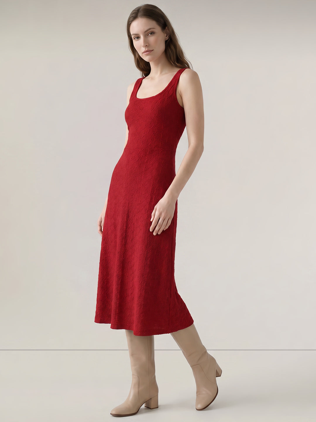 Dark Red Knitted Dress