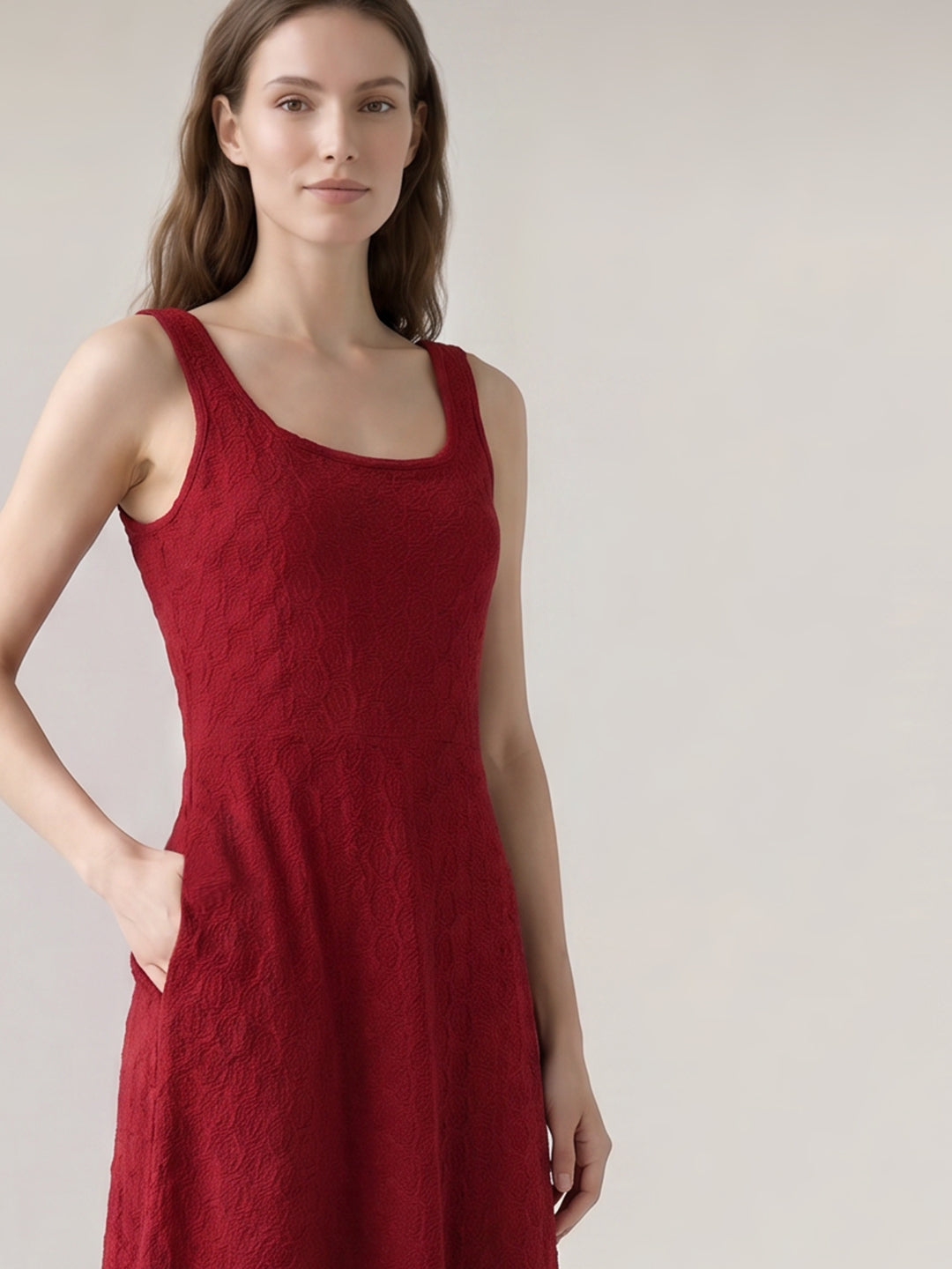 Dark Red Knitted Dress