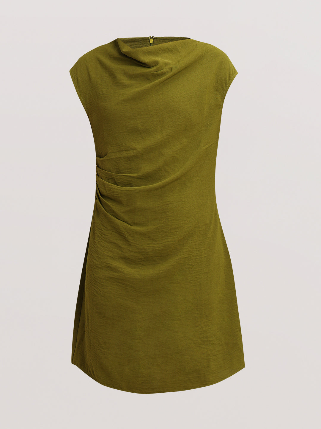 Olive Boat Neck Draped Dress