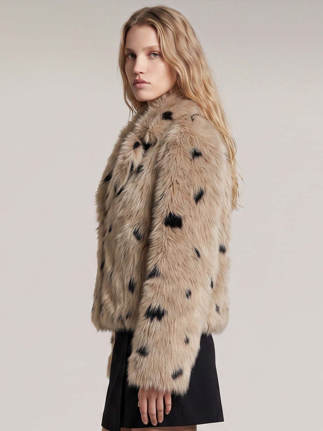 Printed Faux Fur Jacket