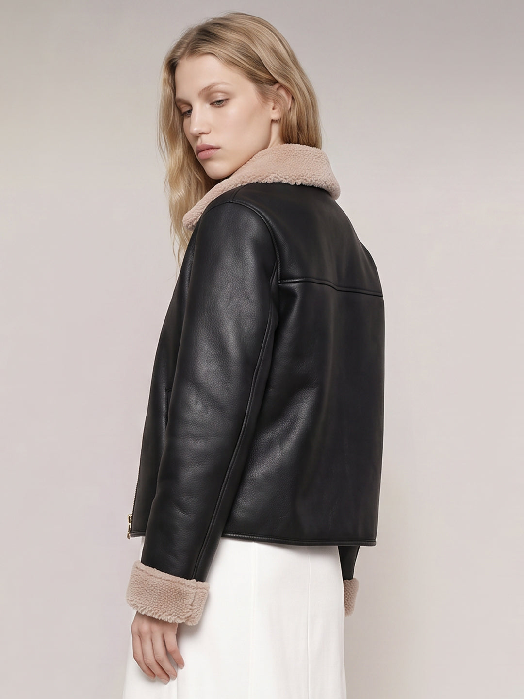 Black Faux Fur Trim Jacket