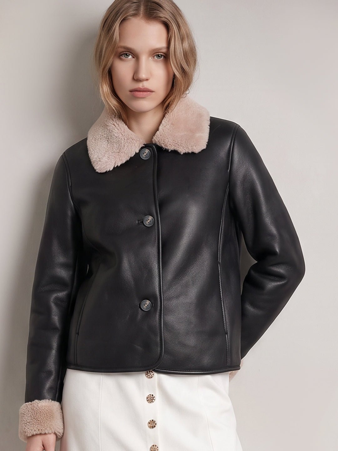 Black Faux Fur Trim Jacket