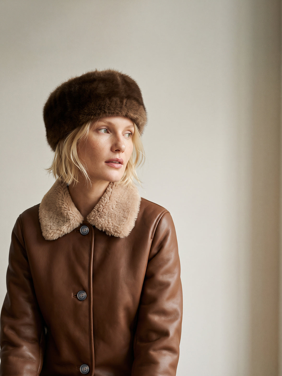 Brown Faux Fur Trim Jacket