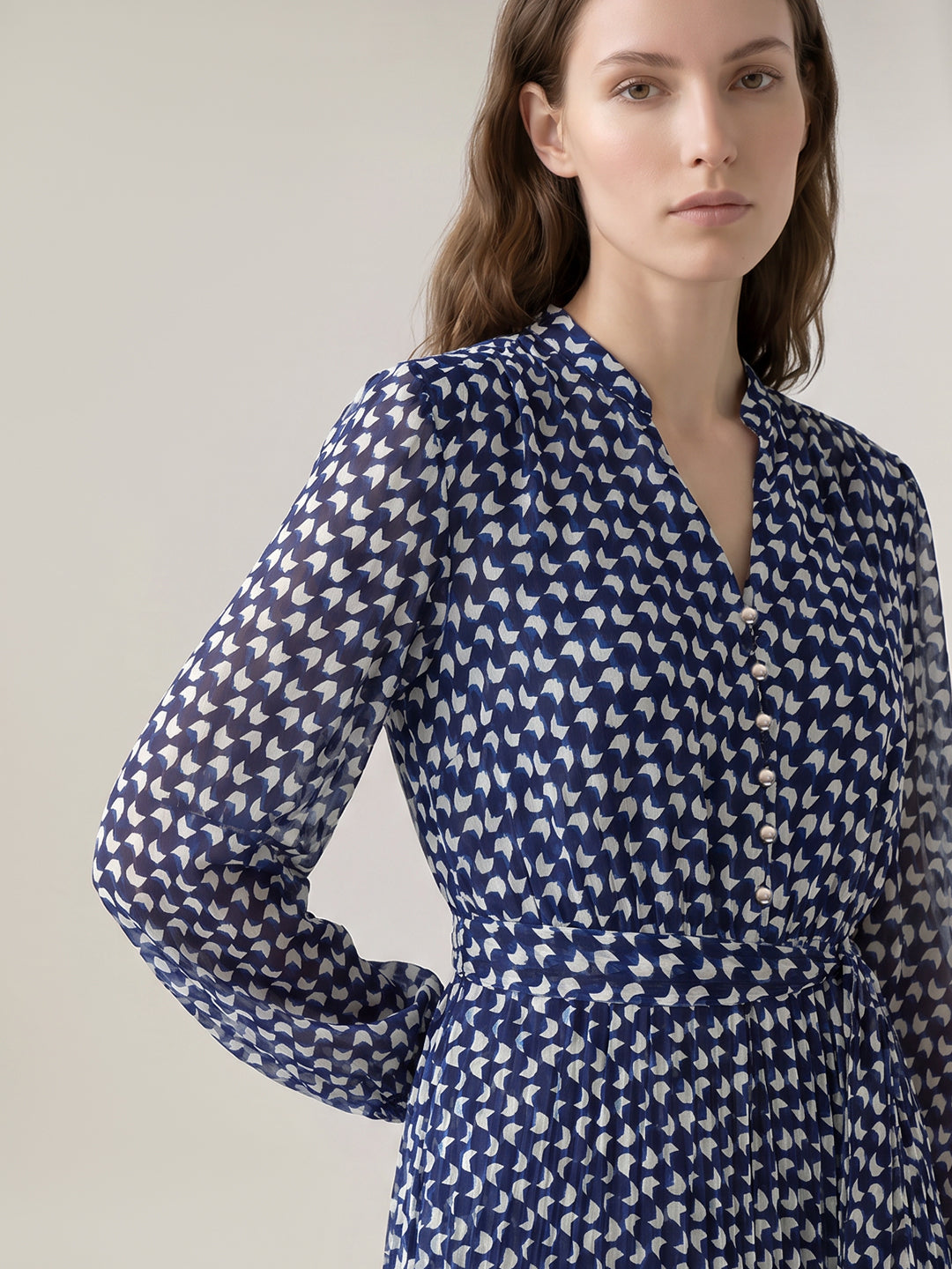 Blue Printed Midaxi Dress