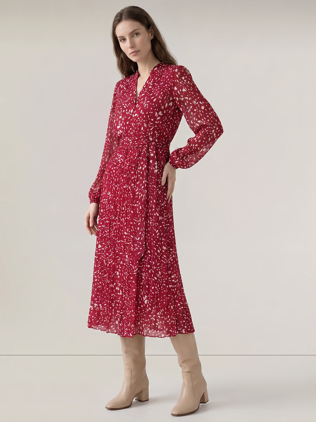 Red Printed Midaxi Dress