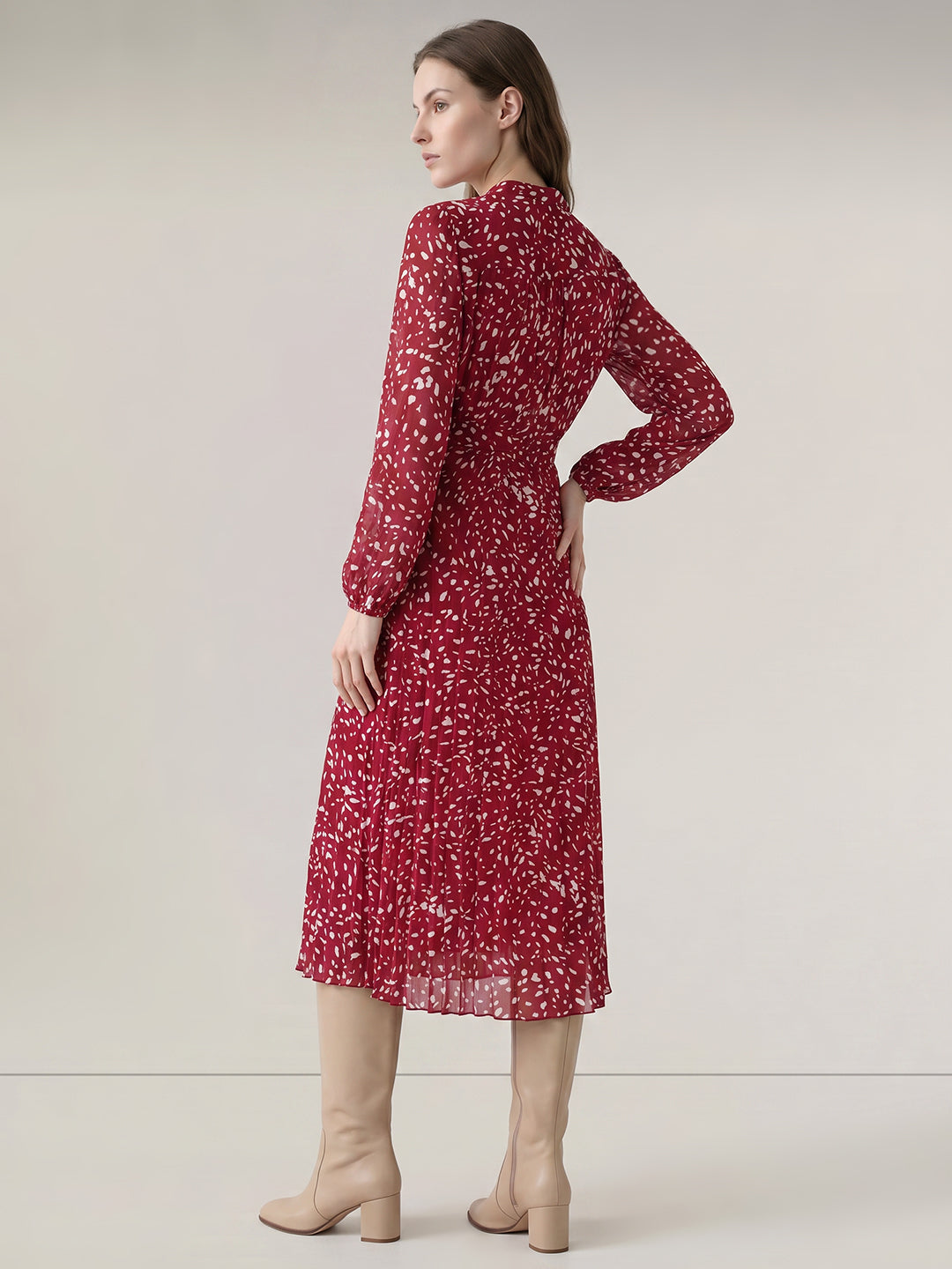 Red Printed Midaxi Dress
