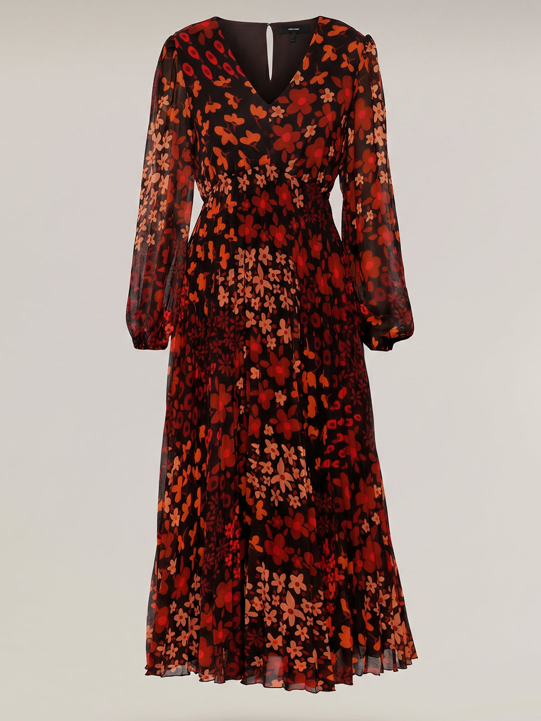 Red Floral Print Midi Dress