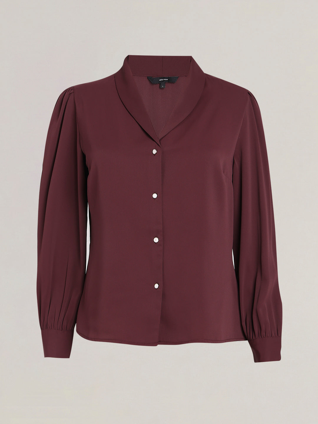 Dark Brown Shawl Collar Shirt