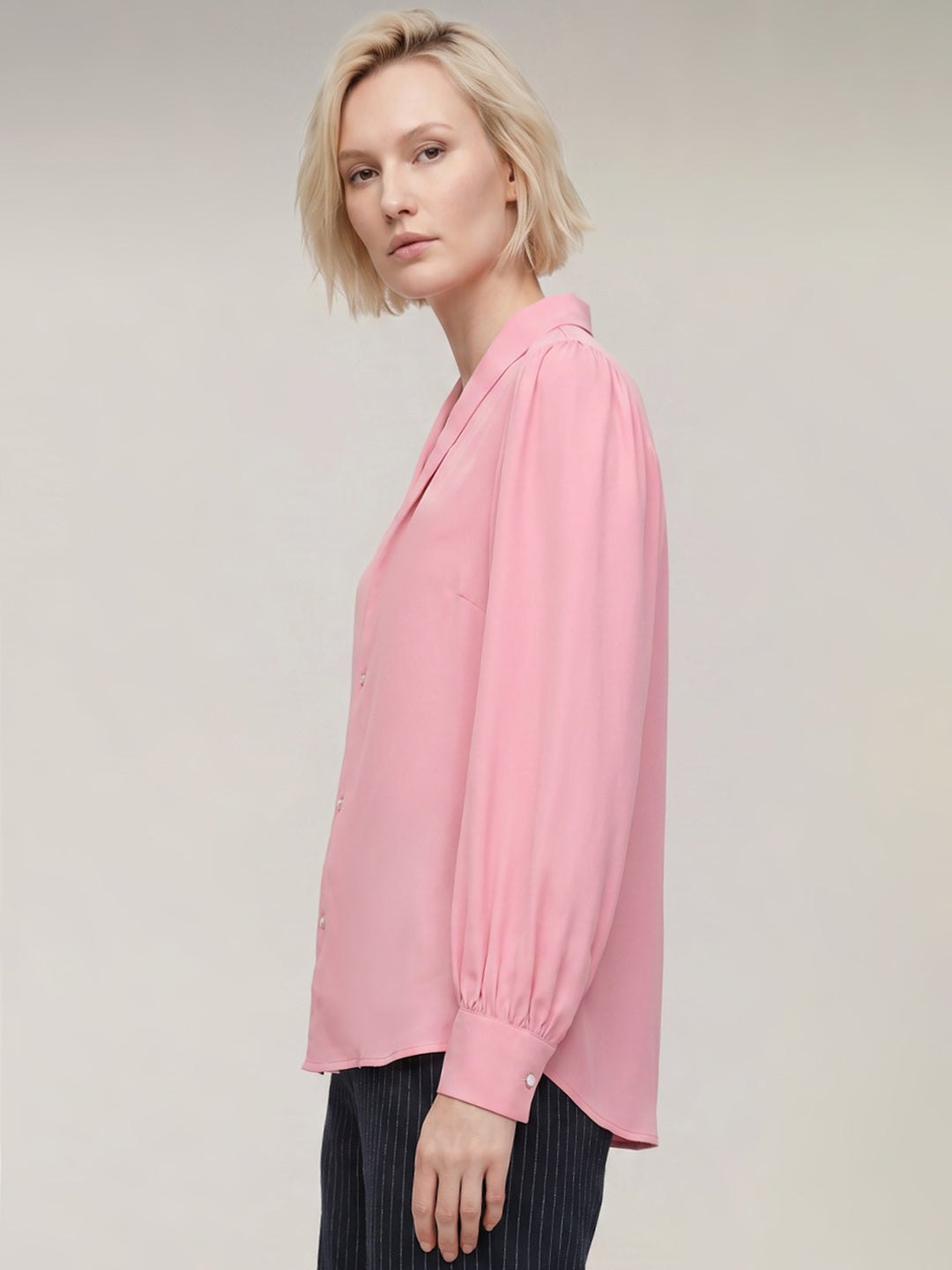 Pink Shawl Collar Shirt