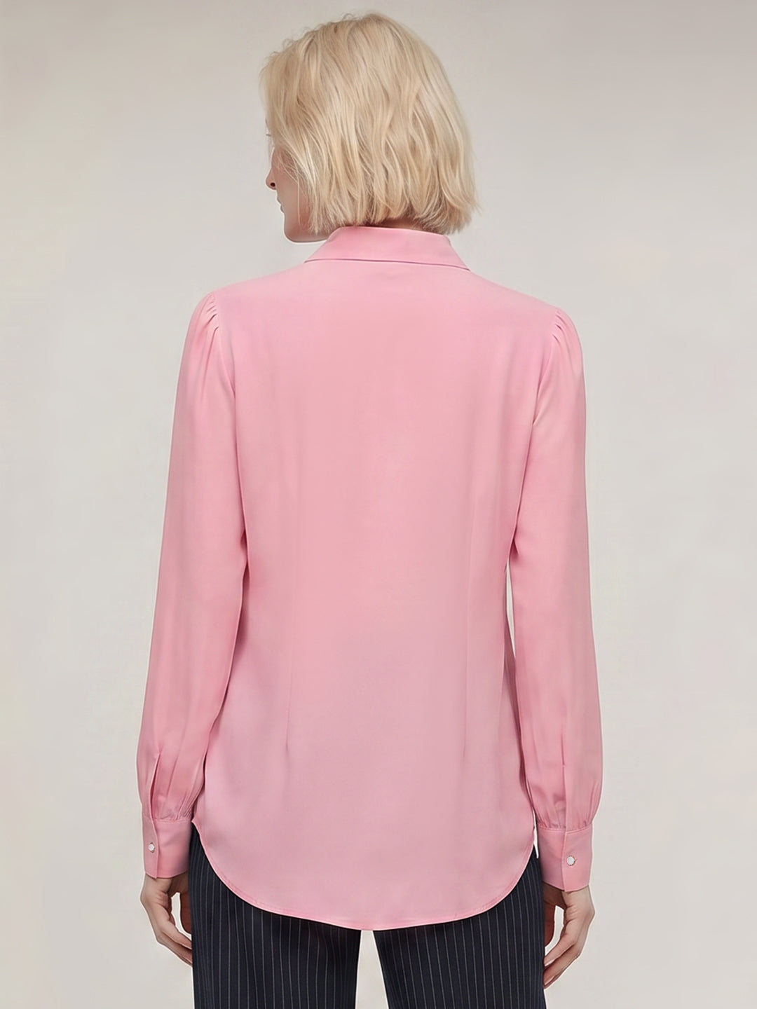 Pink Shawl Collar Shirt