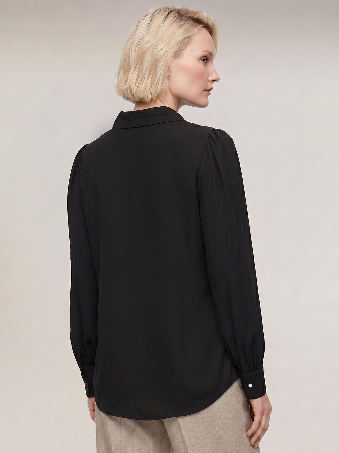 Black Shawl Collar Shirt