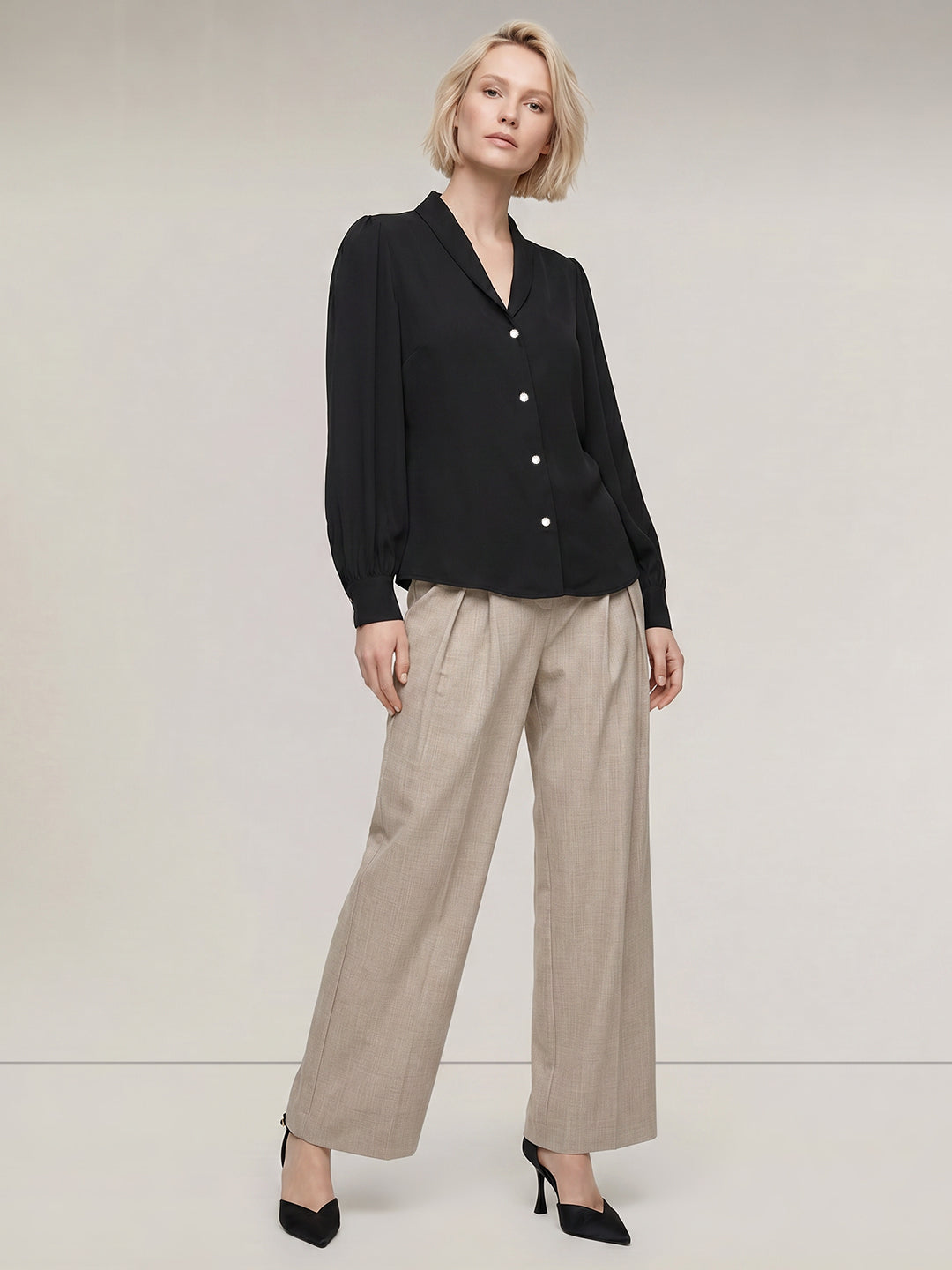 Black Shawl Collar Shirt