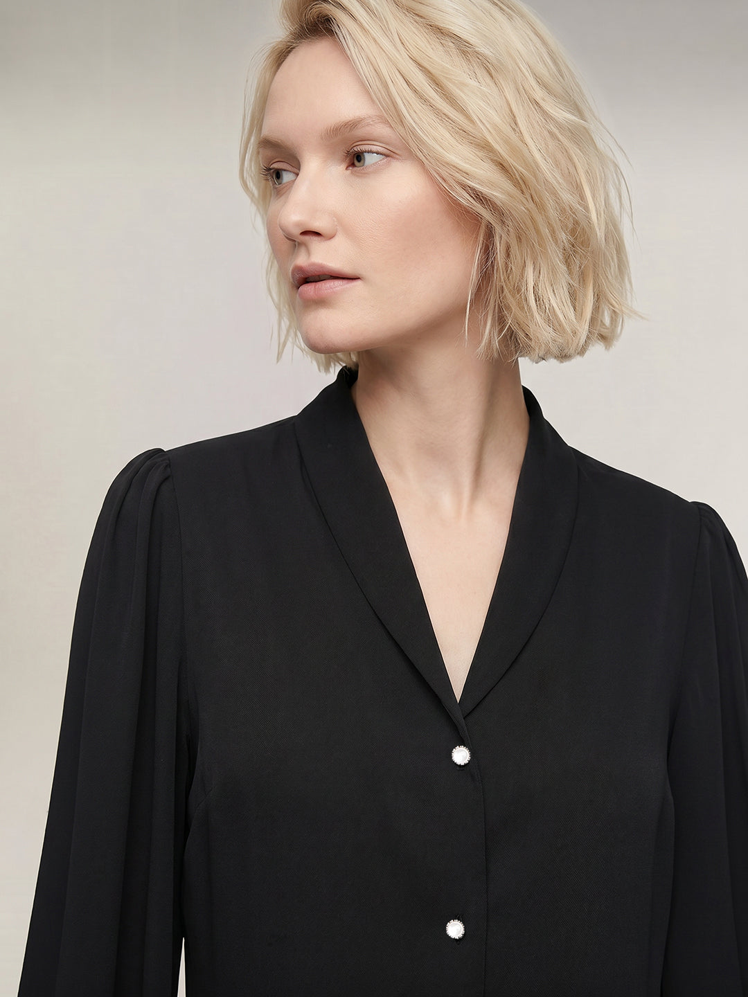 Black Shawl Collar Shirt