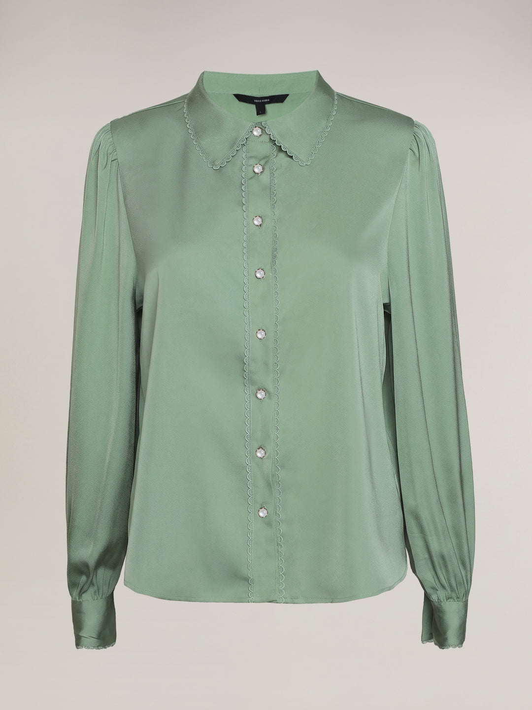 Green Pearl Button Detail Shirt