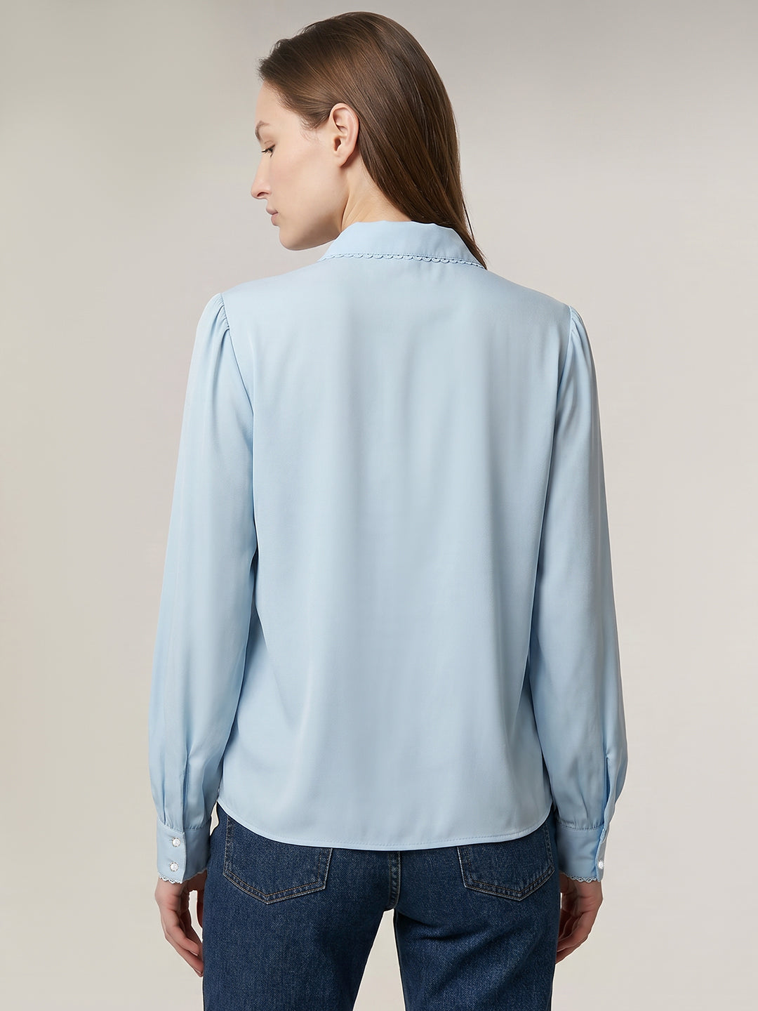 Blue Pearl Button Detail Shirt