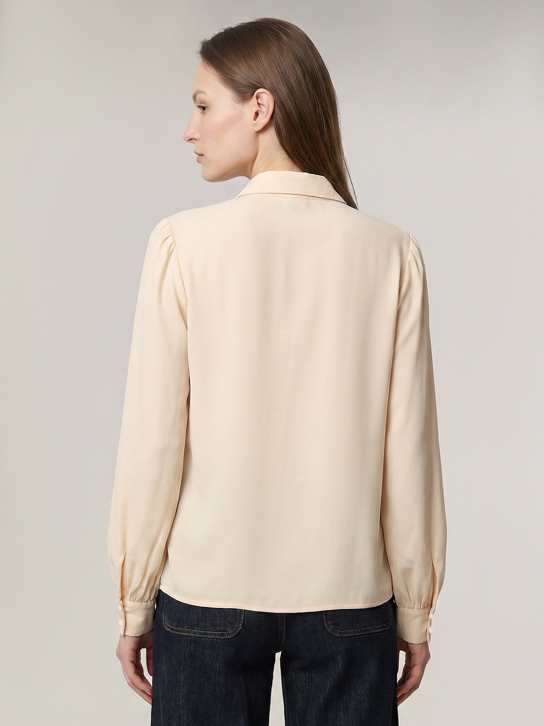 Lace Trim Puff Sleeves Shirt